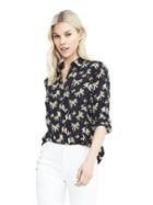 Banana Republic Womens Dillon Fit Long Sleeve Floral Print Blouse - Preppy Navy