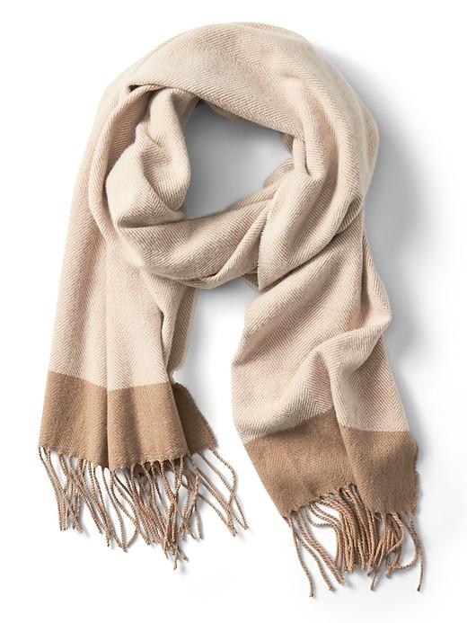 Banana Republic Womens Herringbone Bold Border Rectangular Scarf Camel Size One Size