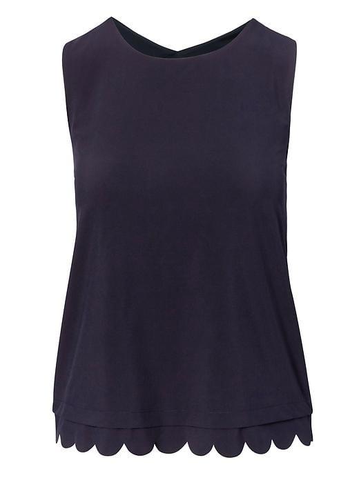 Banana Republic Womens Scallop Open Back Support Tank - Navy