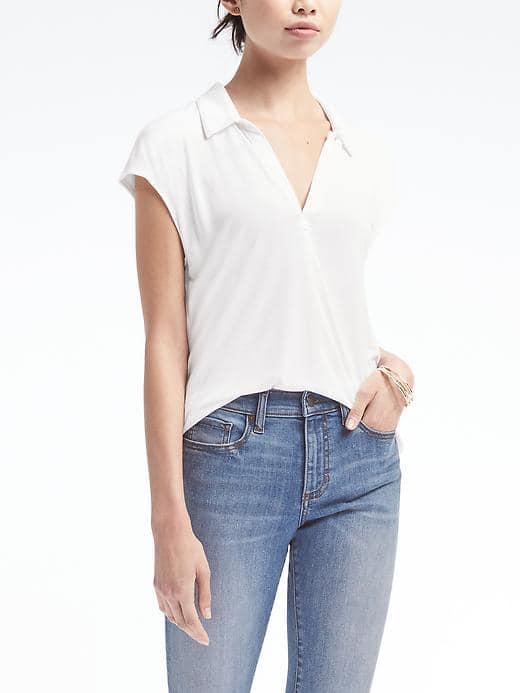 Banana Republic Womens Dolman Style Polo - White