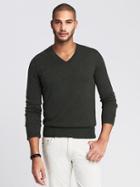 Banana Republic Silk/linen Vee Pullover Size M Tall - Dark Green Heather