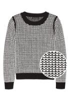 Banana Republic Womens Heart-stitch Crew-neck Sweater Black & White Size Xs