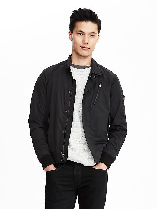 Banana Republic Mens Modern Flight Bomber Jacket Size L Tall - Black