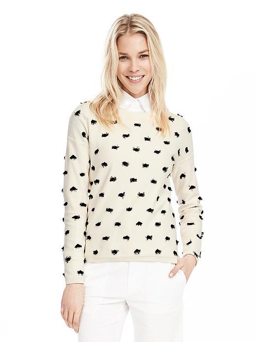 Banana Republic Womens Fringe Dot Pullover Size L - Cocoon