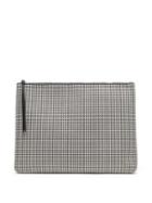 Banana Republic Large Zip Houndstooth Print Pouch - Black/white