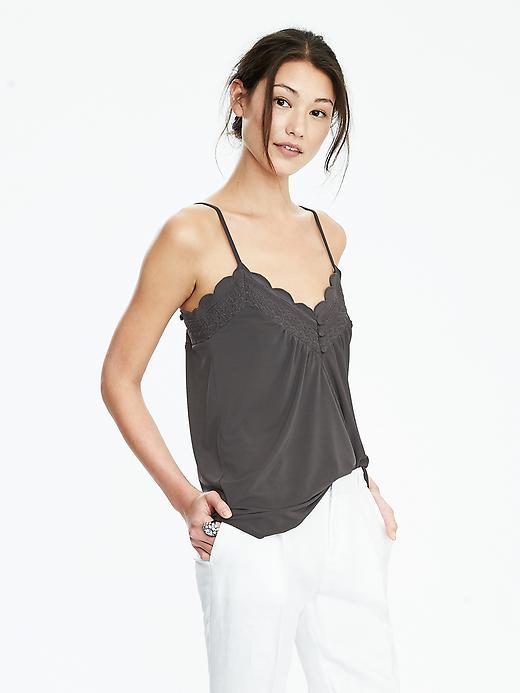 Banana Republic Womens Scallop Embroidered Cami Size L - Wood Ash