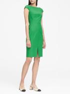 Banana Republic Womens Bi-stretch V-back Sheath Dress Bright Green Size 10