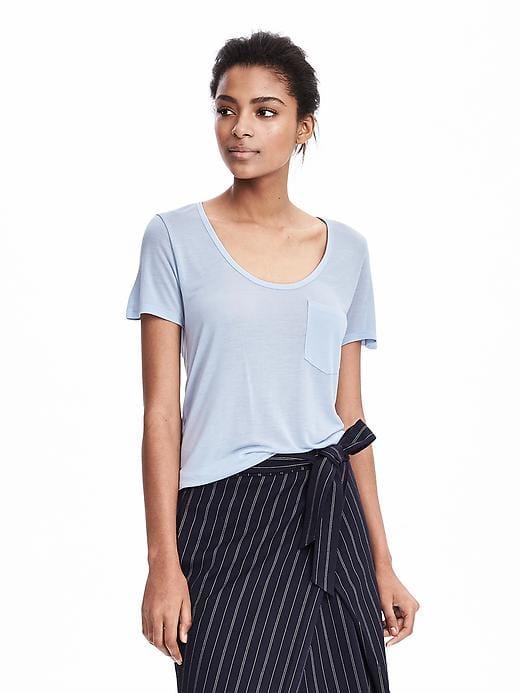 Banana Republic Womens Signature Modal Scoop-neck Tee Clamshell Blue Size M