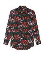 Banana Republic Womens Parker Tunic-fit Sarah Floral Washable Silk Shirt Black Floral Size M