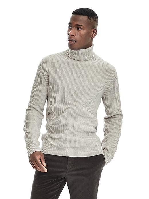 Banana Republic Mens Heritage Elbow Patch Turtleneck - Transition Cream