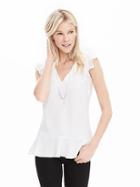 Banana Republic V Neck Ruffle Tank Size L Petite - White