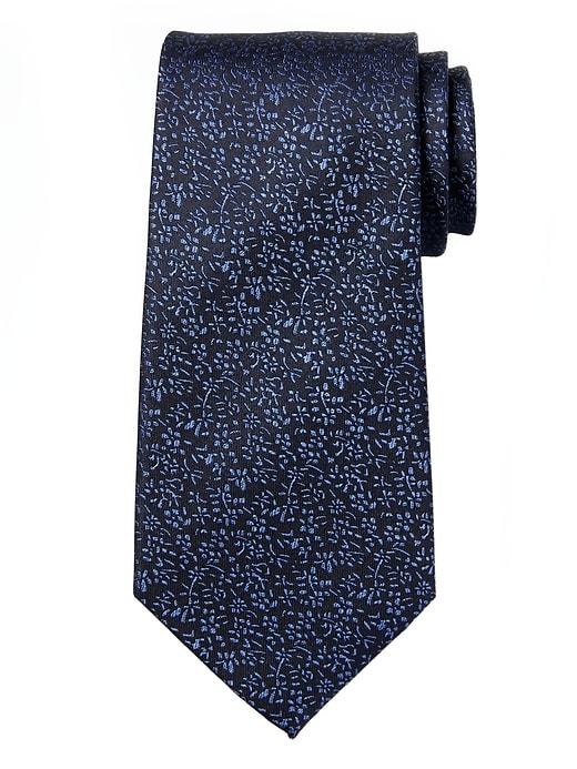 Banana Republic Mens Two-tone Floral Silk Nanotex Tie Blue Shadow Size One Size