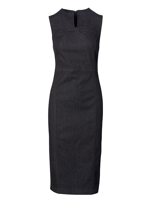 Banana Republic Womens Petite Slit-neck Denim Sheath Dress Rinse Size 0