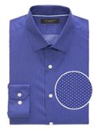 Banana Republic Mens Grant Slim-fit Non-iron Stretch Print Shirt Blue Murano Size Xl