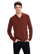 Banana Republic Mens Extra Fine Merino Wool Vee Pullover Size L Tall - Jersey Brick