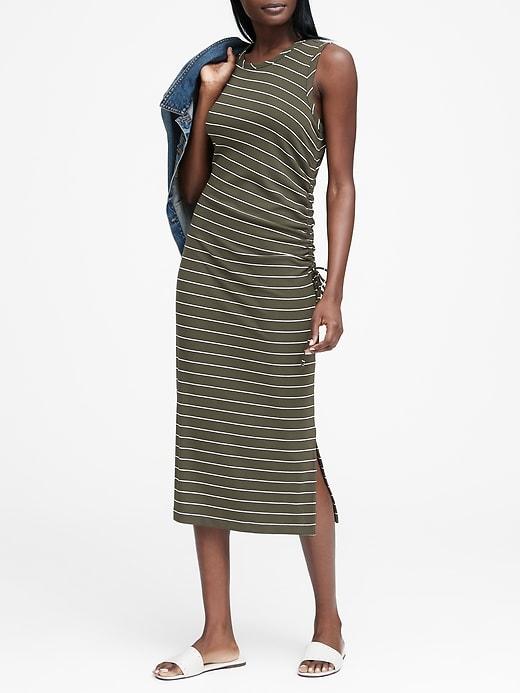 Banana Republic Stripe Ruched Midi Dress