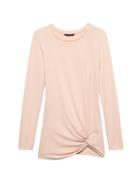 Banana Republic Womens Petite Luxespun Twist-front T-shirt Blush Pink Size S