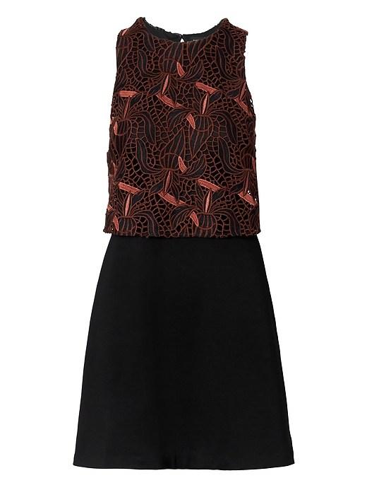 Banana Republic Womens Orchid Lace Overlay Shift Dress Black Size 14