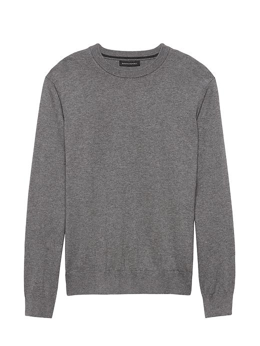 Banana Republic Mens Premium Cotton Cashmere Crew-neck Sweater With Suede Elbow Patches Heather Gray Size M
