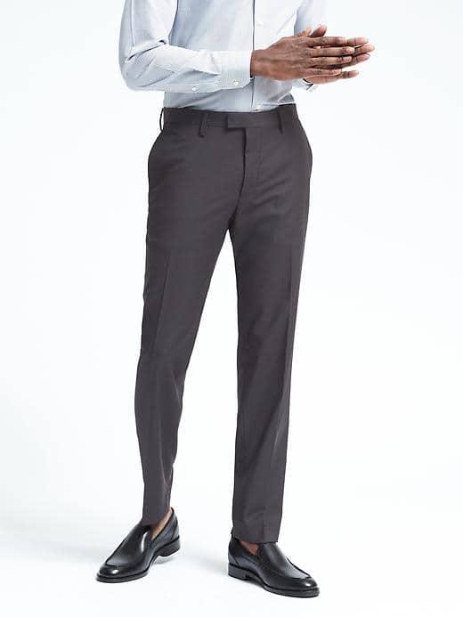 Banana Republic Mens Standard Black Nanotex Wool Pant - Black