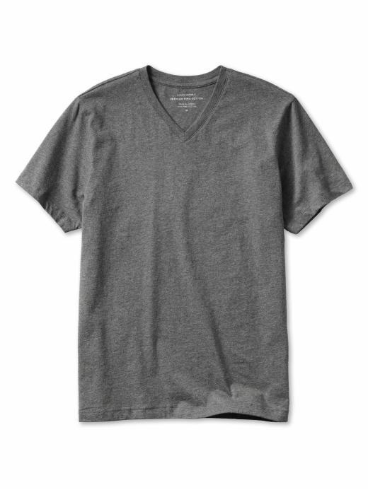 Banana Republic Men's New Pima V-neck Dark Heather Charcoal Tee Shirt