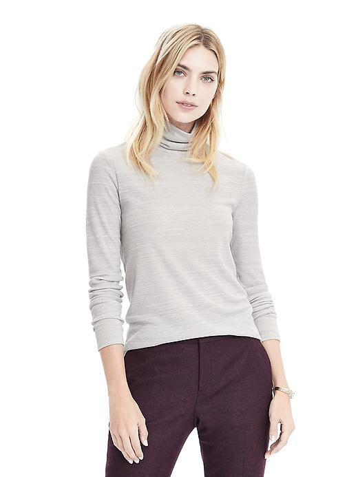 Banana Republic Womens Long Sleeve Ribbed Turtleneck - Artisan Grey