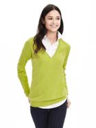 Banana Republic Womens Todd &amp; Duncan Cashmere Vee Pullover Size L - Limestone