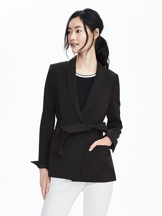 Banana Republic Belted Shawl Blazer Size 0 Petite - Black