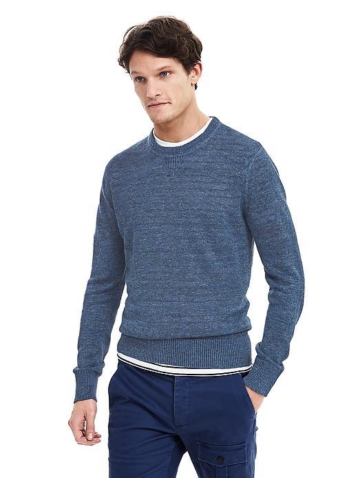 Banana Republic Mens Linen Crew Pullover Size L Tall - Marina Blue