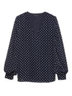 Banana Republic Womens Polka Dot High-low Top Navy With White Clip Dots Size Xs