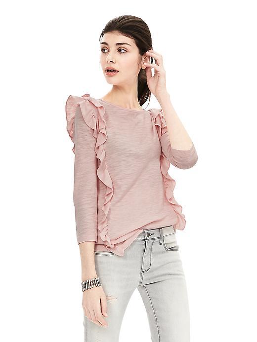 Banana Republic Womens Ruffle Inset Top Size L - Venetian Pink