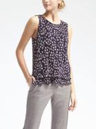 Banana Republic Womens Floral Pleat Layer Top - Navy