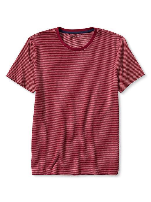 Banana Republic Mens Soft Wash Stripe Crew Tee Size L Tall - Red