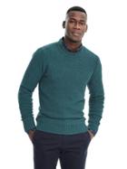 Banana Republic Mens Wool Blend Herringbone Sweater Crew - Seascape Blue