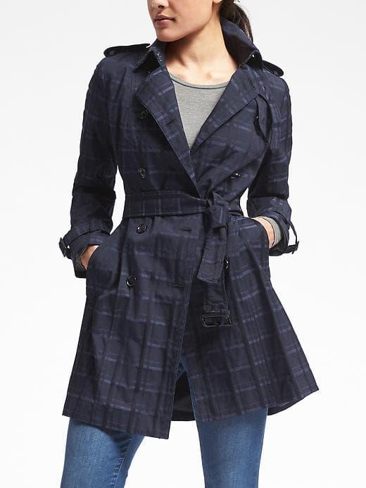 Banana Republic Navy Madras Trench - Navy