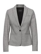 Banana Republic Womens Classic-fit Bi-stretch Plaid Blazer Light Gray Size 12