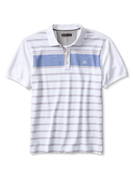Banana Republic Multi Stripe Pique Polo Size L - Blue Dusk