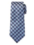 Banana Republic Mens Gingham Silk Nanotex Tie Coastal Blue Size One Size