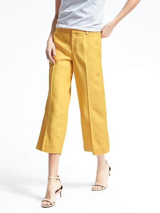 Banana Republic Womens Heritage Wide Leg Crop Pant - Golden