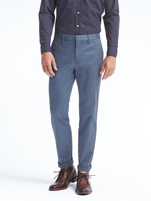 Banana Republic Mens Mason Tapered Rapid Movement Chino - Blue Shadow