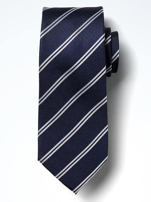 Banana Republic Mens Double Stripe Tie - Navy