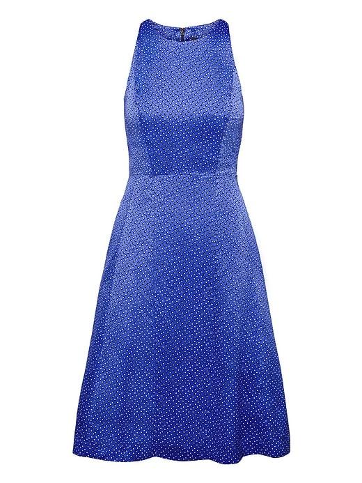 Banana Republic Womens Dot Paneled Fit-and-flare Dress Blue Dot Size 2