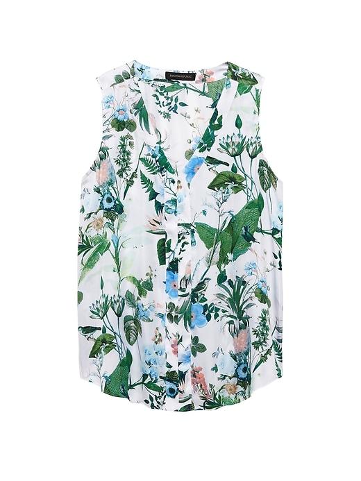 Banana Republic Botanical Print Sleeveless V-neck Top