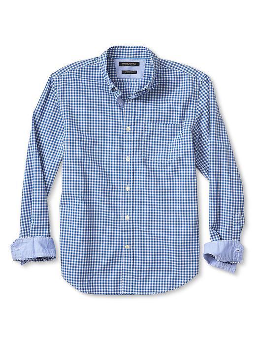 Banana Republic Mens Camden Fit Blue Custom 078 Wash Shirt Size L Tall - Preppy Navy