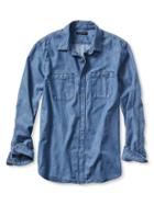 Banana Republic Mens Tailored Slim Fit Light Denim Snap Shirt Size L Tall - Indigo
