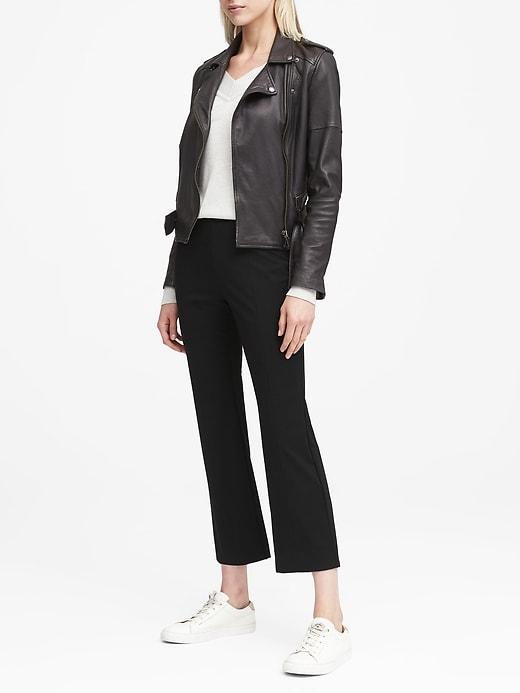 Banana Republic Womens Ponte Crop Flare Pull-on Pant Black Size L