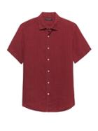 Banana Republic Mens Camden Standard-fit Linen Shirt Burgundy Size L