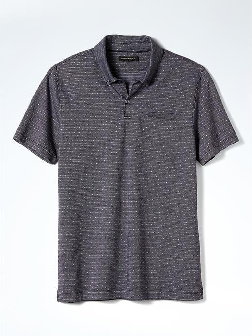 Banana Republic Mens Luxe Touch Jacquard Polo - Navy