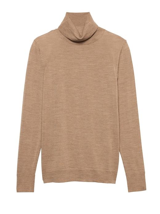 Banana Republic Womens Machine-washable Merino Turtleneck Sweater Camel Size M