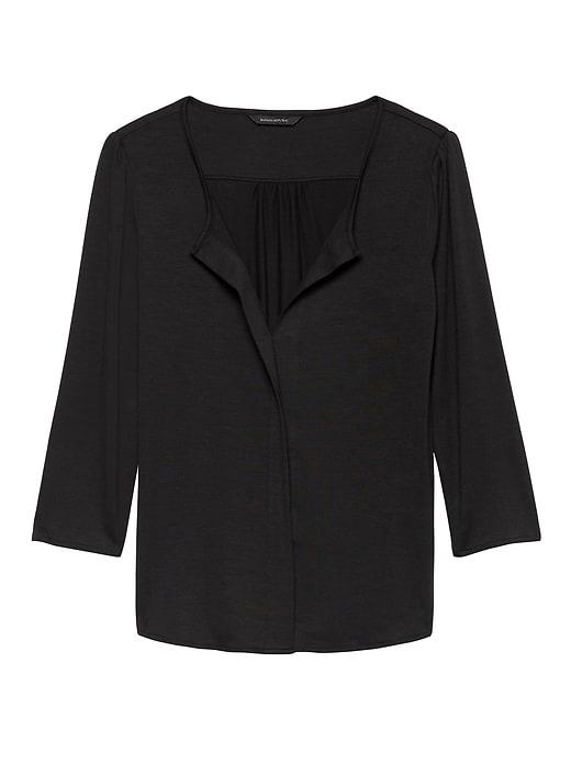 Banana Republic Womens Soft Sustainable Split-neck Top Black Size M
